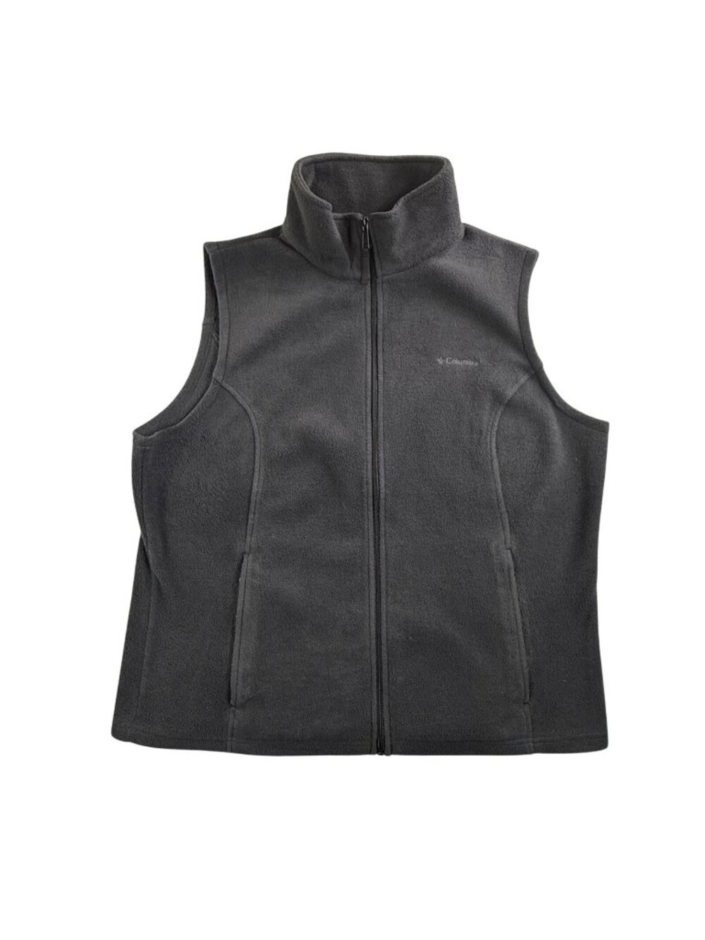 Columbia Vest Womens 1X Gray Fleece Full Zip Lightweight Pockets Outdoor Hiking - Picture 1 of 11